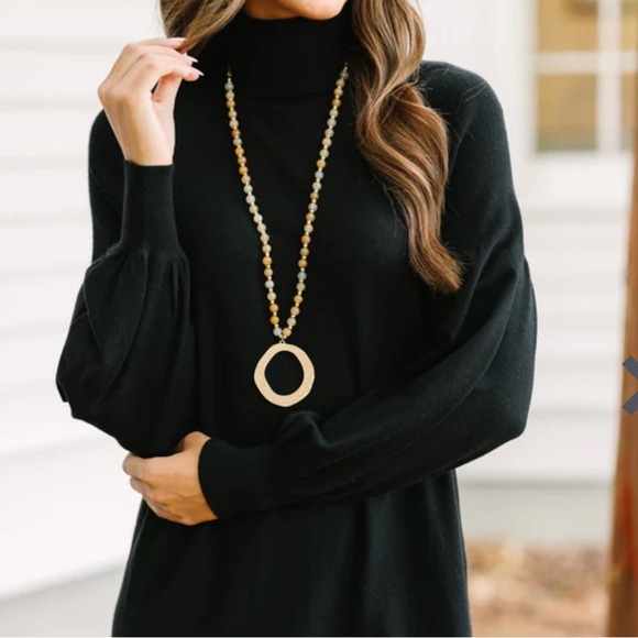 Time Tru Black New S Ribbed Turtleneck Sweater Dress Midi Autumn Preppy Crew 4 6 - Picture 3 of 5